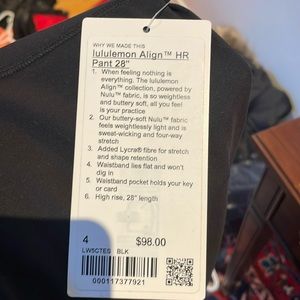 Lululemon Align Black Nwt 28” Sz 4
